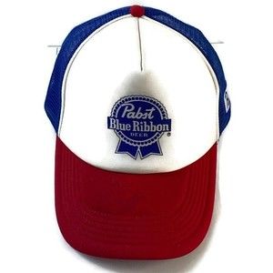 PABST BLUE RIBBON Mens Mesh Trucker Logo Hat Size Adjustable Beer Americana